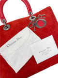 Christian Dior "Lady Dior" Cannage, Red Suede Handbag with Wallet & Strap, July 2003