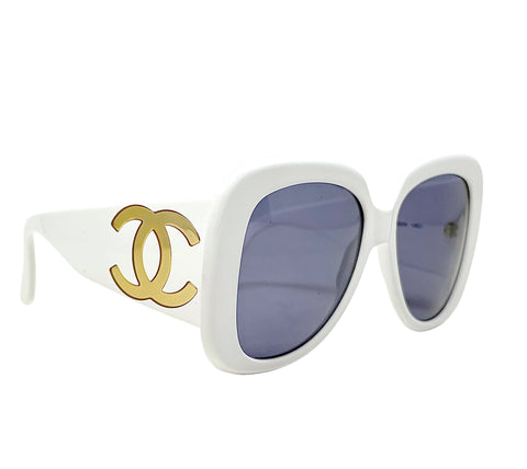 Chanel White Sunglasses with Gold Logo, “Barbie”, SS95, OS