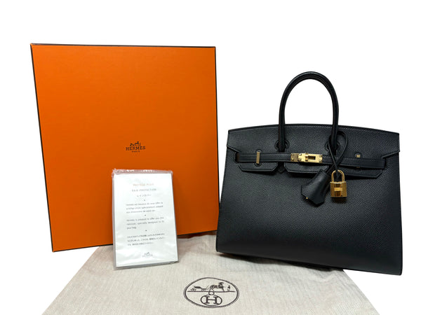 Hermès Birkin Sellier Bag, Noir Epsom Leather with Gold Hardware 25, 2020