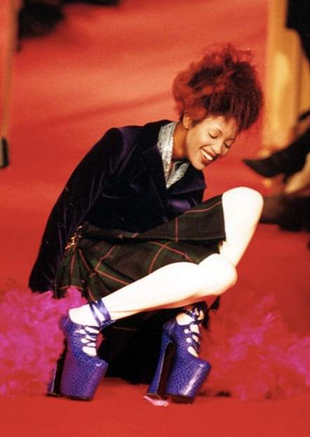 Vivienne Westwood Moc Croc Black Leather Super Elevated Court