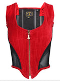 Vivienne Westwood Red Velvet Corset with Detachable Pleated Cape, 6 US / 42 IT