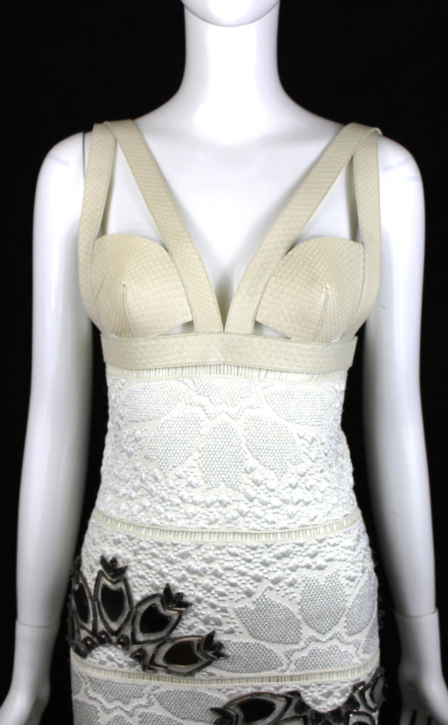 Alexander McQueen White Python Dress with Mirror Embellishments, SS15, –  Pechuga Vintage