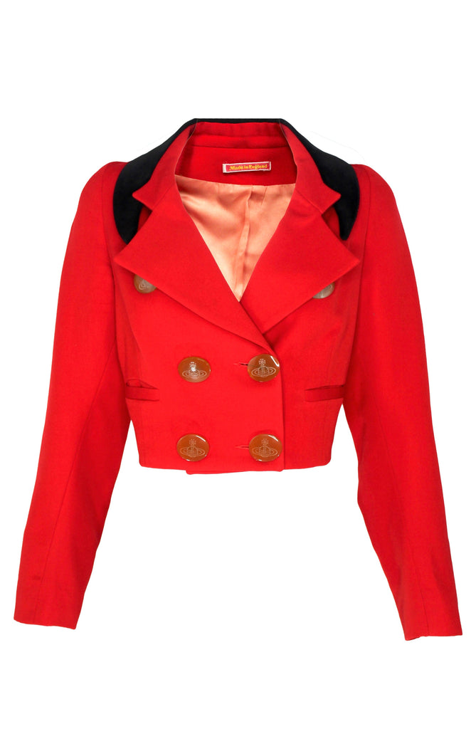Vivienne Westwood Red Barathea Cropped Jacket Dressing Up AW91 92 Pechuga Vintage