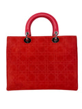 Christian Dior "Lady Dior" Cannage, Red Suede Handbag with Wallet & Strap, July 2003