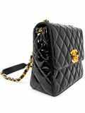 Chanel by Karl Lagerfeld Black Patent Quilted Big CC Flap Bag, c. 1994-96