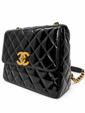 Chanel by Karl Lagerfeld Black Patent Quilted Big CC Flap Bag, c. 1994-96