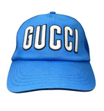 Gucci Blue Trucker Hat with White Logo, Size XL