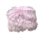 Gucci Lavender Shearling Headpiece with Equestrian Print Scarf, Size M