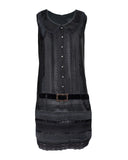 Anna Sui Black Shift Dress with Peter Pan Collar & Velvet Belt, 2019, S