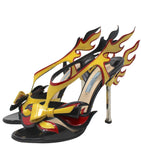 Prada Red and Black Flame Heels with Bow, SS12, 38 EU