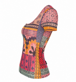 Desigual Multicolor Patchwork Print Mesh Top, c.2000's, XS