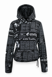 John Galliano Black Gazette Print Hoodie, FW00, S