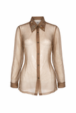 Dries Van Noten Organza Embellished Button-Up Shirt,  c. 2000/s, M