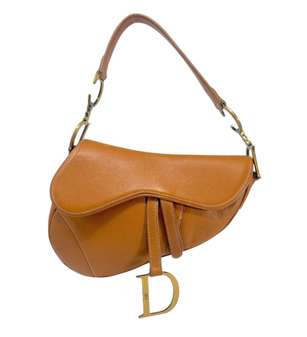Christian Dior Brown Leather Saddle Bag with Gold Hardware , c.00's, OS