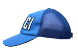 Gucci Blue Trucker Hat with White Logo, Size XL