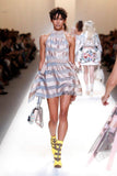 Fendi Blush Pink and Silver Striped Halter Mini Dress, SS17, 4/6 US
