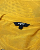 Desigual Yellow Ornamental Print Mesh Long-Sleeve Top, c.2000's, L