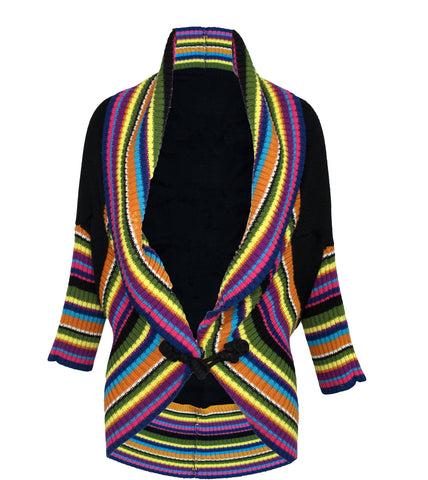 John Galliano Multicolor Striped Knit Circle Cardigan, S