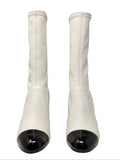 Chanel B&W Leather Cap-Toe CC Pearl Heel Boots, AW25, 38 EU