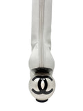 Chanel B&W Leather Cap-Toe CC Pearl Heel Boots, AW25, 38 EU