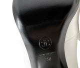 Chanel B&W Leather Cap-Toe CC Pearl Heel Boots, AW25, 38 EU