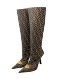 Fendace Brown FF Monogram Medusa Knee-High Boots, Pre-Fall 2022, 40 EU