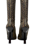 Fendace Brown FF Monogram Medusa Knee-High Boots, Pre-Fall 2022, 40 EU