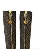 Fendace Brown FF Monogram Medusa Knee-High Boots, Pre-Fall 2022, 40 EU
