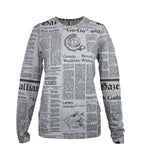 John Galliano Grey Gazette Print Long Sleeve, FW00, XS
