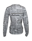 John Galliano Grey Gazette Print Long Sleeve, FW00, XS