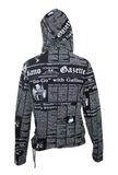 John Galliano Black Gazette Print Hoodie, FW00, S