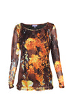 Vivienne Tam Woodland Floral Mesh Long Sleeve, c.2000's, S-M