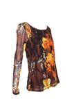 Vivienne Tam Woodland Floral Mesh Long Sleeve, c.2000's, S-M