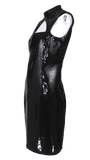 Jeremy Scott Black Sequin Mock Neck Cutout Mini Dress, c.2000's, 10 US