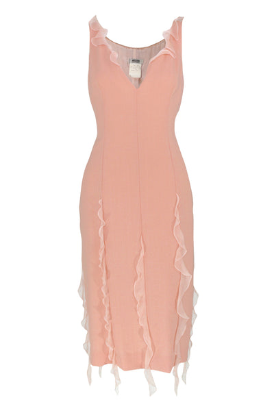 Moschino Pink Ruffle Trim Midi Dress