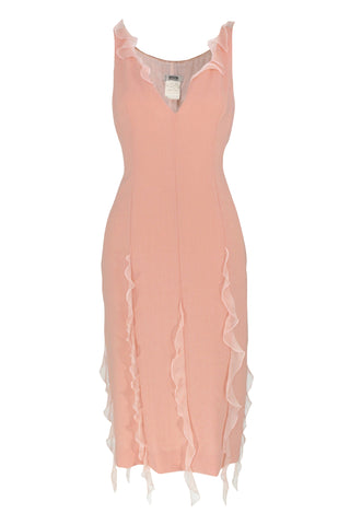 Moschino Pink Ruffle Trim Midi Dress