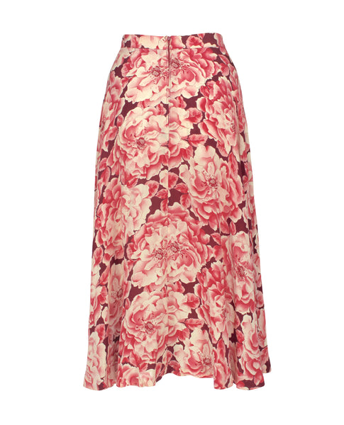 Vintage High Waisted Peony Rose Skirt, c.90's, XS
