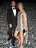 Marc Jacobs Metallic Gold One Shoulder Drapes Dress, 2009, 4/6 US