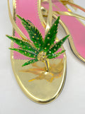 Dsquared2 Marijuana Leaf Gold Strap Sandals, US 7, SS05 reissue for SS24