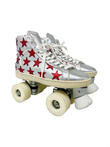 Saint Laurent Star High Top Metallic Roller Skate Sneakers, SS17, 6 US