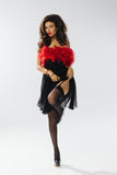 Yves Saint Laurent Black Silk Mousseline Mini-dress with Red Marabou Bust, AW91, 36 FR /  US 4  Victoria Justice in the YSL mini dress