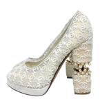 Chanel Ivory CC Lace Sample Platform Pumps, SS08, 38 EU