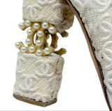 Chanel Ivory CC Lace Sample Platform Pumps, SS08, 38 EU
