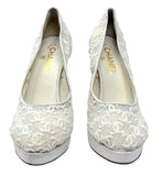 Chanel Ivory CC Lace Sample Platform Pumps, SS08, 38 EU