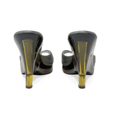 Prada Silver Metallic Leather and Yellow Plexiglass Heels, SS98, 38 EU