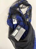 Roberto Cavalli Cobalt Blue Lace and Black Sheer Mesh Fringe Dress, SS12?,