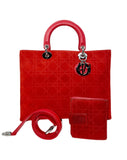 Christian Dior "Lady Dior" Cannage, Red Suede Handbag with Wallet & Strap, July 2003
