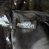 Jeremy Scott Black Sequin Mock Neck Cutout Mini Dress, c.2000's, 10 US