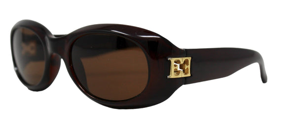 Escada Brown Oval Sunglasses with Logo, c. 90's