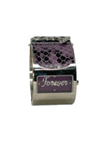 D&G Purple Snakeskin Embossed Timepiece Bracelet with Logo Clasp, S